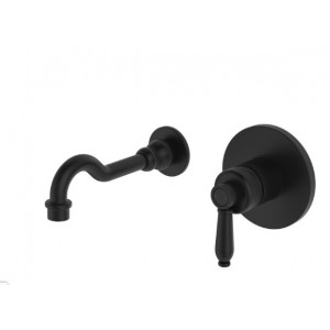 Eleanor Wall Basin/Bath Mixer Set Matte Black With Matte Black Handle